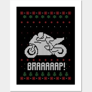 Merry Christmas Motorbike Xmas Gift Ugly Posters and Art